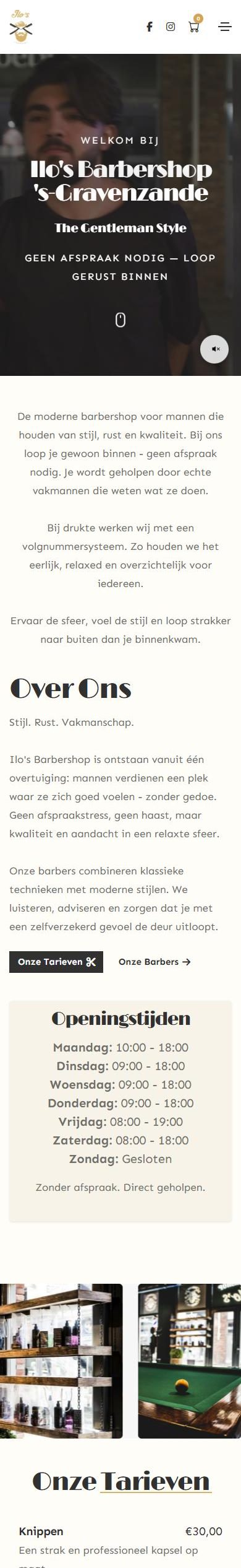 Mobile Website von Ilo's Barbershop