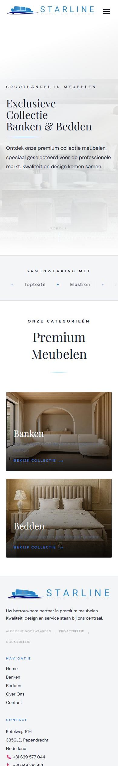 Mobile Website von Starline Meubel